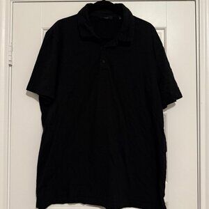 VINCE Men's Garment Dye Cotton Black Polo Shirt Size XL